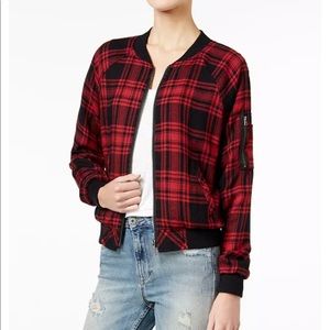 Sanctuary Dylan Plaid Bomber Jacket size Small